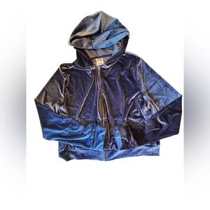 Y2K Victoria’s Secret PINK Velour Shine Logo Full Zip Crop Hoodie. Size L